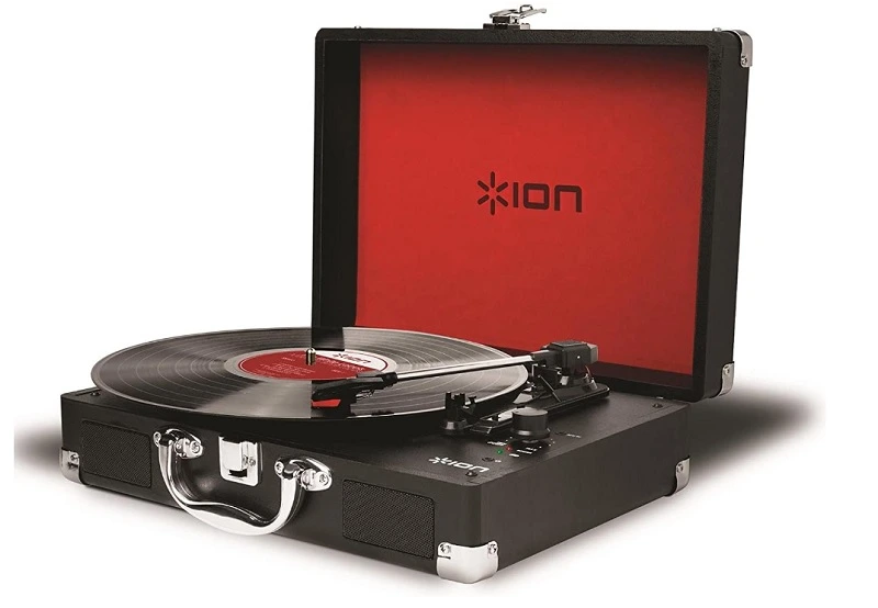 ION Audio Vinyl Motion Portable 3-Speed Belt-Drive Suitcase Turntable with Built-In Speakers (1)
